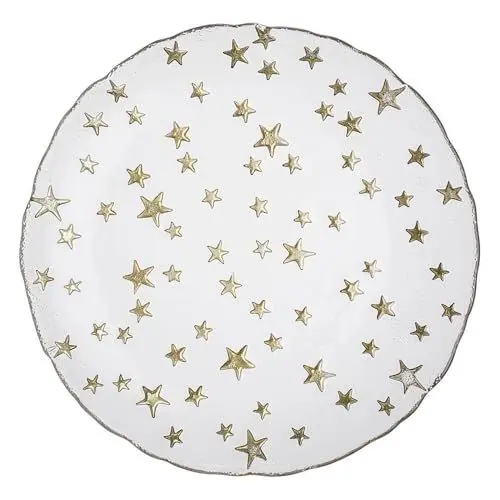 Produktbild: BUTLERS Deko-Teller mit Sternen rund 21cm aus Glas -STARS- Weihnachtsteller & Tischdeko für Advent und Weihnachten | ideal als Kerzenteller, Servierplatte für Plätzchen | Kuchenteller, Platzteller