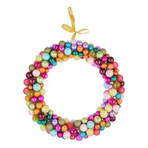Produktbild: BUTLERS Glas-Kugelkranz Ø 40 cm – X-Mas – Kranz mit Kugeln bunt | Dekokranz Weihnachten Christbaumkugeln matt glänzend | Weihnachtskugel Türkranz Tischkranz | Weihnachtskranz für Tür Tisch Fenster