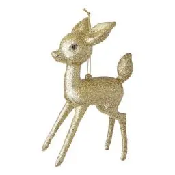 Produktbild: BUTLERS Glitter Rehkitz Gold Anhänger Christbaumschmuck | Anhänger Hirsch mit Glitzer -Hang ON- Weihnachten Dekoration Baumkugeln Rentier Figur | Tannenbaum Deko & Weihnachtsdeko
