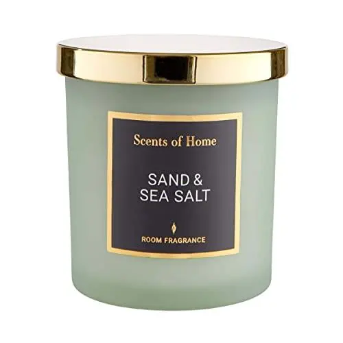 Produktbild: BUTLERS Duftkerze im Glas mit Deckel -Sand & Sea Salt SCENTS of Home- Natürliche Sojawachs-Kerze 30 Std. Brenndauer | Aromakerzen & Aromatherapie-Duft für den Winter