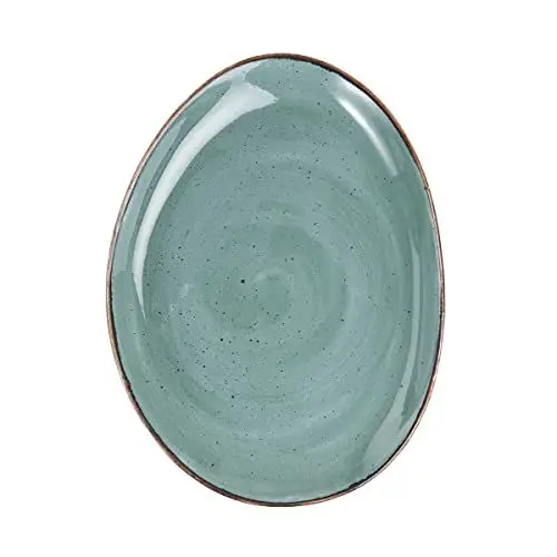 Produktbild: BUTLERS Teller oval 31 x 23cm Porzellan -FINCA- Essteller Geschirr | Speiseteller für Hauptgerichte | Platzteller Unterteller in Boho Landhaus Stil | Spülmaschinen- und mikrowellenfest