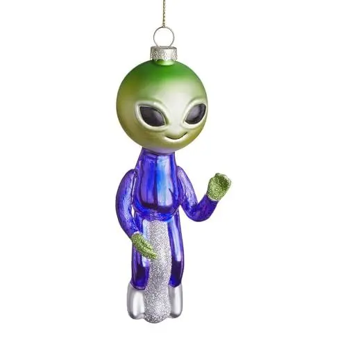 Produktbild: BUTLERS Weihnachtsbaumkugel Alien Christbaumschmuck Glas Lila -Hang ON- Weihnachten Baumkugeln Außerirdischer Figur Anhänger | Tannenbaum Deko & Weihnachtsdeko
