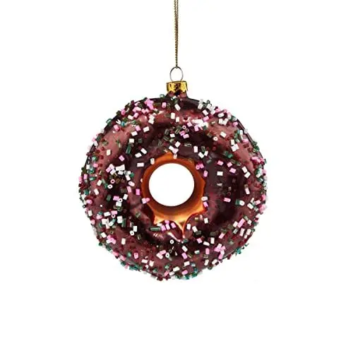 Produktbild: BUTLERS Weihnachtsbaumkugel Donut Christbaumschmuck Glas Braun -Hang ON- Weihnachten Baumkugeln Donut Figur Anhänger | Tannenbaum Deko & Weihnachtsdeko