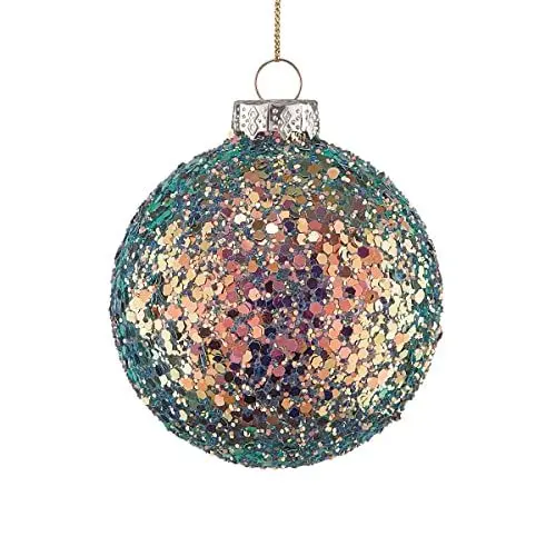 Produktbild: BUTLERS Weihnachtsbaumkugel Glitter Christbaumschmuck Glas Grün -Hang ON- Weihnachten Baumkugeln Glitzer Kugel | Tannenbaum Deko & Weihnachtsdeko