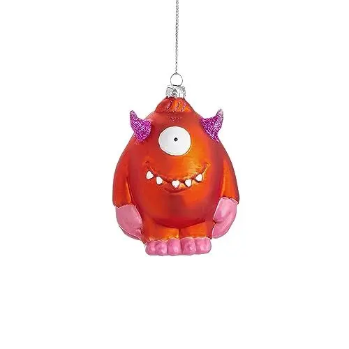 Produktbild: BUTLERS Weihnachtsbaumkugel Monster Christbaumschmuck Glas Orange -Hang ON- Weihnachten Baumkugeln Fabelwesen Figur Anhänger | Tannenbaum Deko & Weihnachtsdeko