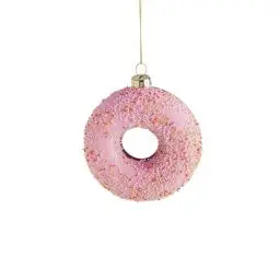 Produktbild: BUTLERS Weihnachtskugel Erdbeer Donut (1 Stück) handbemalte Christbaumkugel aus Glas mit Anhänger - Weihnachten, Christbaumschmuck, Weihnachtsdeko, Weihnachtskugeln