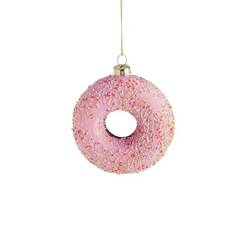 Produktbild: BUTLERS Weihnachtskugel Erdbeer Donut (1 Stück) handbemalte Christbaumkugel aus Glas mit Anhänger - Weihnachten, Christbaumschmuck, Weihnachtsdeko, Weihnachtskugeln