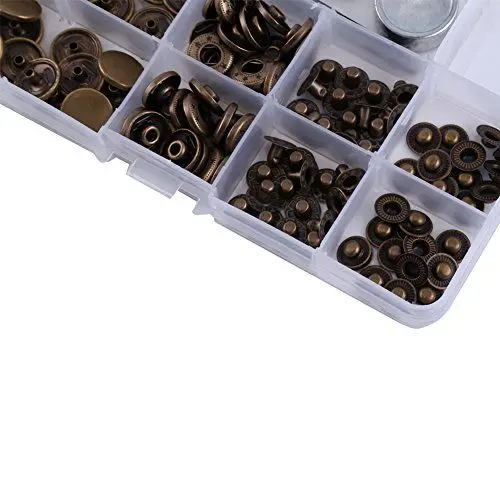 Produktbild: Butt Kit 18×10×3 30 Sets 15 Mm Druckknöpfe aus Antikem Messing, Druckknopf-Befestigungswerkzeug-Set