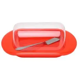 Produktbild: Butterdose mit Deckel, Kunststoff-Butterschalen mit durchsichtigem Deckel und Messer, Easy Scoop-Aufbewahrungsschalen für Butter und Käse(Buttermesser mit rotem Gürtel)
