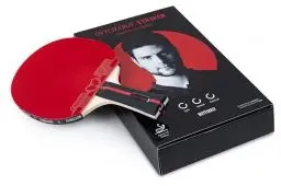 Produktbild: Tischtennisschläger Butterfly Ovtcharov Striker – Ideal für ambitionierte Spieler, ITTF-zertifizierte LAGNUS Beläge (2,0mm), 5-Schicht Offensivholz mit konkavem Griff, für spinorientiertes Spiel