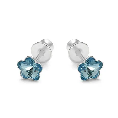 Produktbild: butterfly Mädchen Ohrringe Stecker Echt Silber Hell-blau Blume Öko-Verpackung Firmung Geschenk