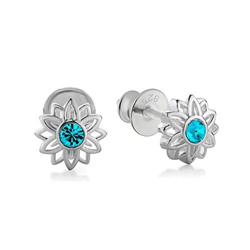 Produktbild: butterfly Mädchen Ohrringe Stecker Sterling-Silber 925 Türkis Blume Geschenkverpackung Kinder Geschenk Schmuck