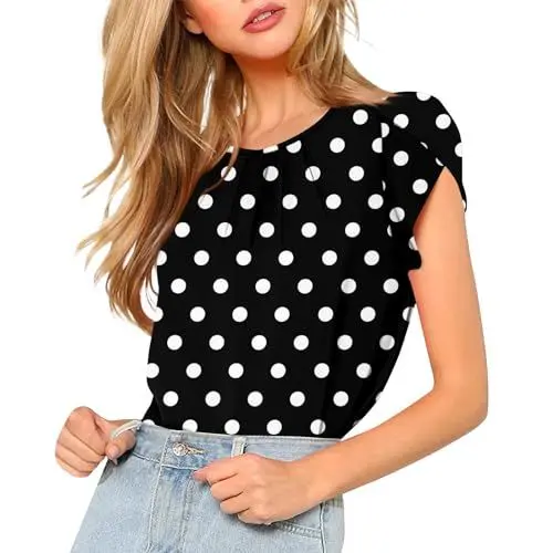 Produktbild: Button Up Shirt Für Frauen Schwarze Chiffonbluse Braune Oberteile Für Frauen Damen Sommer Tops Baby Doll Tops Für Frauen Frauen Sommer Tops 3/4 Ärmel Gelbe Tops Für Damen Schwarz S