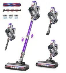 Produktbild: BuTure Akku Staubsauger 38000Pa, 450W Leise Staubsauger Kabellos mit bis zu 55 Min. Laufzeit, Leicht Kabelloser Staubsauger mit Touch Display, für Hartböden Teppich Tierhaare