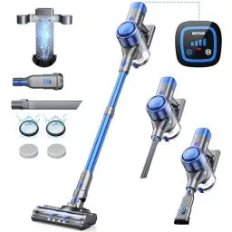 Produktbild: BuTure Akku Staubsauger 450W/38000pa mit Wandmontierte Ladestation & Automodus, Staubsauger bis zu 55 Min. Laufzeit, Kabelloser Staubsauger mit Touchscreen,Anti-Tangle-Bodenbürste
