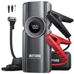 Produktbild: BuTure Auto Starthilfe Powerbank mit Luftkompressor, 150PSI 3000A Spitzenstrom Starthilfe Powerbank für 8.5L Benzin und 8.0L Dieselmotor, Starthilfe mit LED-Taschenlampe