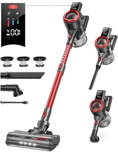 Produktbild: BuTure VAC Akku Staubsauger JR700, 38000PA/450W Staubsauger kabellos, Kabelloser Staubsauger bis zu 55 MIN Laufzeit, Farb Touchscreen, Akkusauger Harter Boden, Teppiche, Tierhaare