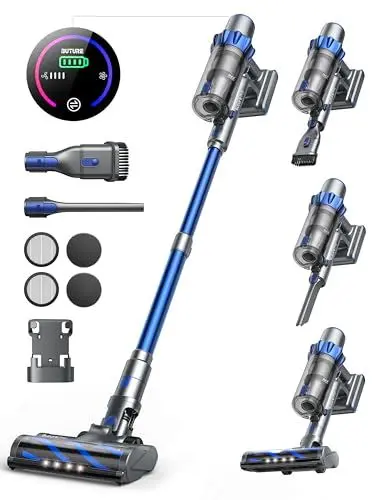 Produktbild: Buture Pro Akku Staubsauger, 33000PA/450W mit intelligentem Auto Modus, Farb Touchscreen, bis 55 MIN, Anti-Tangle zu Hause, Akkusauger für Tierhaare