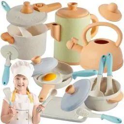 Produktbild: BUYGER Kinderküche Matschküche Zubehör Kinder Outdoor, Spielküche Puppengeschirr Topfset Zubehör, Küchen Spielzeug Rollenspiele Geschenk für Kinder Jungen Mädchen ab 3 Jahre