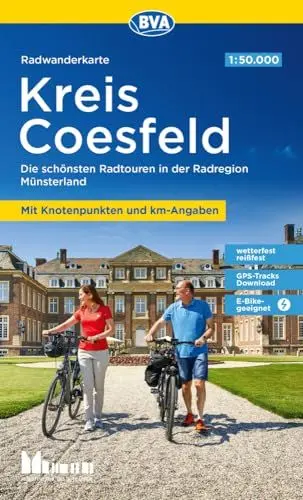 Produktbild: BVA Radwanderkarte Kreis Coesfeld 1:50.000, mit Knotenpunkten und km-Angaben, reiß- und wetterfest, GPS-Tracks Download, E-Bike geeignet: Die ... Münsterland (Radwanderkarte 1:50.000)