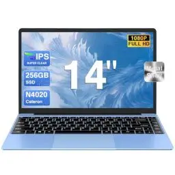 Produktbild: bvate Notebook 14 Zoll Win 11 Celeron N4020 Laptop 256GB SSD Unterstützung Erweiterung 1 TB SSD Full Metal 1080P BT 4.2 Mini HDMI & Kabellose Maus Tastaturfolie für Tastatur - Blue