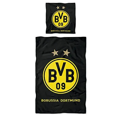 Produktbild: BVB Bettwäsche mit Logo, Baumwolle, Schwarz/Gelb, 135 x 200 x 2 cm