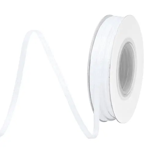 Produktbild: BVIEAKD 3mm Breite 45m Long Doppel Gesicht Weiß Satin Band Stoff Band für Geschenk Verpackung Sehr Geeignet für Hochzeiten Dekoration Bouquet Ballons Kunst Handwerk Nähen Haar Bogen Einladung