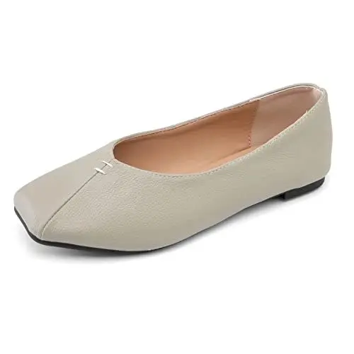 Produktbild: Bviennic Arbeit Flats Damen Ohne Verschluss Square Toe Dolly Schuhe Ballerina Pantoffeln Komfort Buro Loafers Formal Hochzeit Prom Ballet Schuhe Grün Gr 48 Eu-50Cn