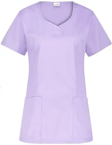 Produktbild: B-well INES Kasack Damen Pflege Damen Kasack Schlupfkasack Kurzarm V-Ausschnitt Berufskleidung Kasacks Damen Pflege (Lila, XL)