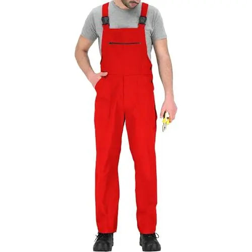 Produktbild: BWOLF Slater Arbeitslatzhose Herren Arbeitslatzhosen Männer Latzhose Herren Arbeitshose Schutz-Latzhose für alle Jahreszeiten und Verschiedene Berufe S - 4XL (Rot, 2XL)