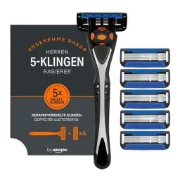 Produktbild: by Amazon Herrenrasierer mit 5 fach Klinge, Mehrfarbig, Rasiermesser & 6 Klingen
