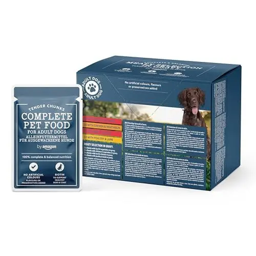 Produktbild: by Amazon Lifelong Alleinfuttermittel für ausgewachsene Hunde- Fleischauswahl in Sauce, 1.2 kg (12 Packungen mit 100g)
