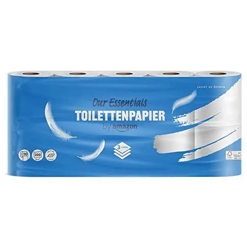 Produktbild: by Amazon Toilettenpapier, 3-lagig, 10 Rollen (10 Rollen, 1-er Pack) 200 Blätter pro Rolle, FSC-Zertifiziert