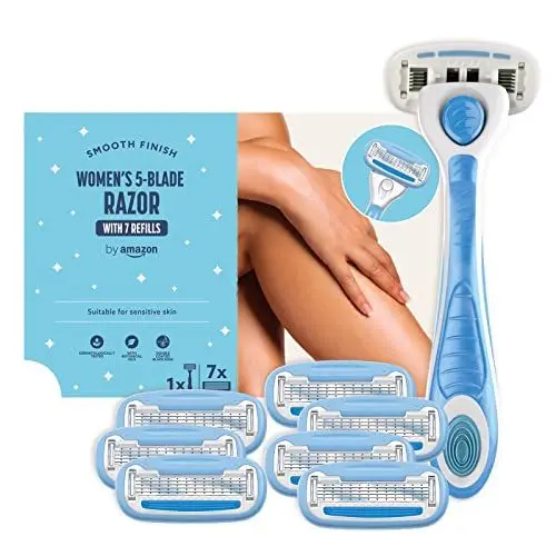 Produktbild: by Amazon für Damen, 5-Klingen Rasierer, 7 Nachfüllpackungen, Blau