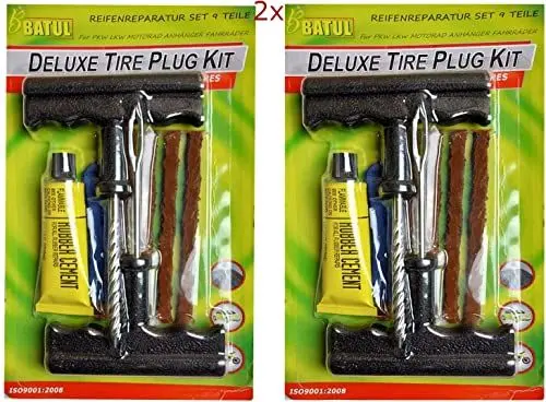 Produktbild: 18- -teiliges Reifen-Reparaturset für schnelle Pannenhilfefür unterwegs – Reifenpannen für Fahrrad Motorad PKW LKW Autoreifen flickset