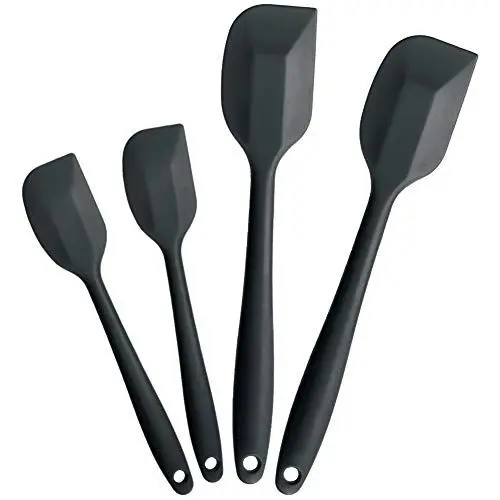 Produktbild: BYbrutek Teigschaber, Silikon Spatel mit Metallkern, Hitzebeständig bis 230 °C, BPA Frei Silikon Küchenhelfer, Ideal für Kochen und Backen (4 Stück Schwarz)