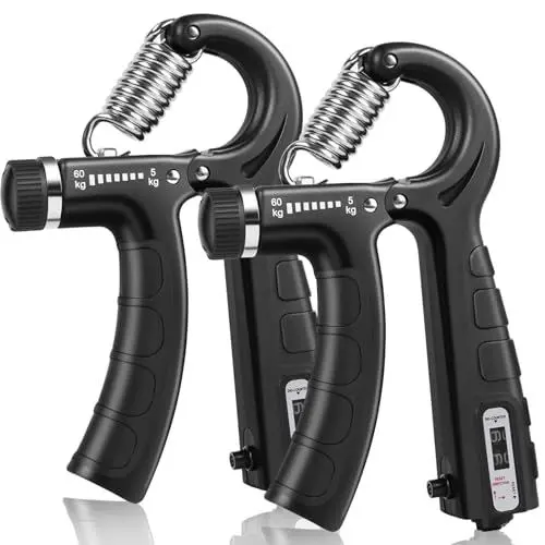 Produktbild: Byitin 2er Set Handtrainer Unterarmtrainer mit Zählfunktion, Hand Unterarm Trainingsgerät, Grip Griffkraft Trainer Einstellbarer Widerstand 5-60KG, für Sportler und Handrehabilitation