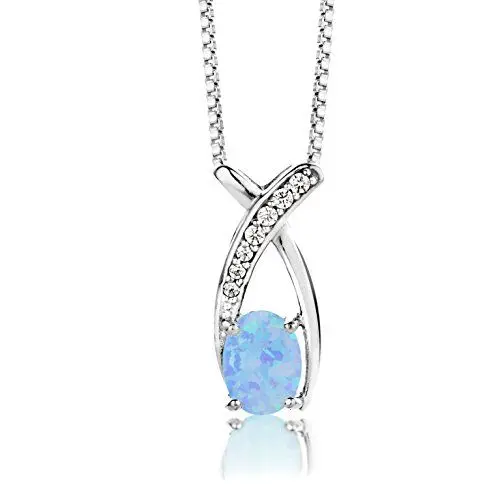 Produktbild: ByJoy Damen-Kette Mit Anhänger 925 Sterling- Silber Ovalschliff Weiß Saphir 45cm