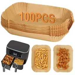 Produktbild: BYKITCHEN 100 Backpapier für Ninja AF300EU AF400EU Heißluftfritteuse/Ninja Double Stack XL 9.5L SL400EU, Air Fryer Zubehör, Airfryer Backpapier, kompatibel mit Princess Cookwise Dual Zone Air Fryer
