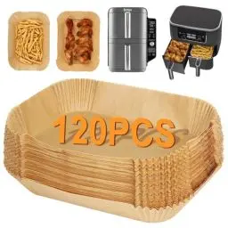 Produktbild: BYKITCHEN 120Stück Backpapier für Heißluftfritteuse Ninja Double Stack XL 9.5L SL400EU, Air Fryer Zubehör, Backpapier für AF300EU AF400EU,Ninja Double Stack XL, Cookwise & anderen Dual Zone Airfryer