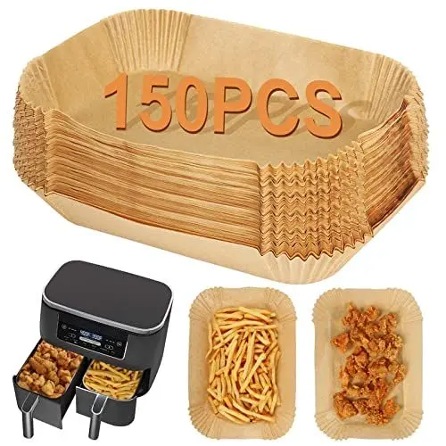 Produktbild: BYKITCHEN 150 Stück airfryer backpapier für Ninja Foodi Heißluft-Fritteuse,Air Fryer Zubehör für AF300EU/AF400EU,Tower T17088 & Andere 7.6 l bis 9.5 l Dual Zone Luftfritteuse
