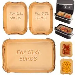 Produktbild: BYKITCHEN 150pcs Airfryer Backpapier für Ninja Flex Drawer Dual Zone AF500EU 10,4L Heißluftfritteuse,Zubehör für Ninja Foodi AF500EU AF500EUCP Airfryer,Auch kompatibel mit Cecotec Dual 9000 9L