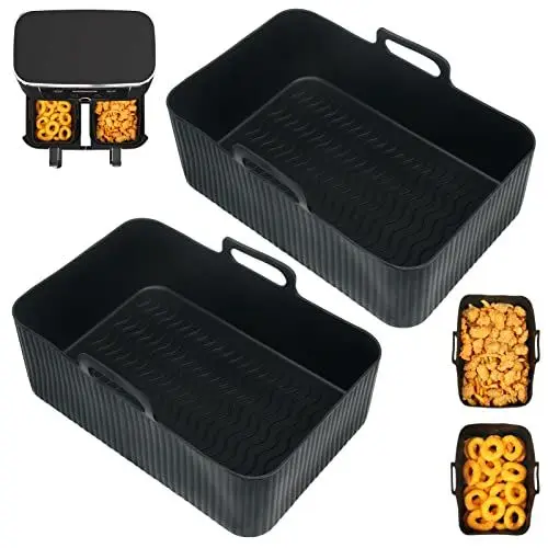 Produktbild: BYKITCHEN 2PCS Airfryer Zubehör für Ninja AF400EU, Extra Große Silikonform Heißluftfritteuse Zubehör für Ninja Foodi Max 9,5 Liter/Princess Dual Zone Air Fryer
