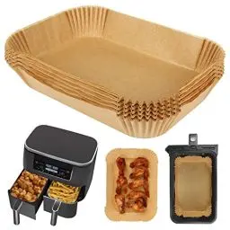 Produktbild: BYKITCHEN Backpapier für Ninja AF300EU Heißluftfritteuse, Air Fryer Zubehör, Airfryer Backpapier/Paper, kompatibel mit Ninja AF300EU AF400EU, Princess und anderen Dual Zone Air Fryer (50 Stück)