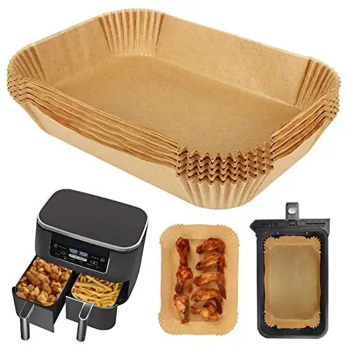 Produktbild: BYKITCHEN Backpapier für Ninja AF300EU Heißluftfritteuse, Air Fryer Zubehör, Airfryer Backpapier/Paper, kompatibel mit Ninja AF300EU AF400EU, Princess und anderen Dual Zone Air Fryer (50 Stück)