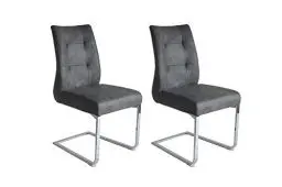 Produktbild: byLIVING Esszimmerstuhl MARLEN XXL, Schwinger Metall verchromt, Sitz und Rücken mit einem schönen Vintage Stoff in anthrazit bezogen, belastbar bis 150 KG, B 47, H 95,9, T 62 cm