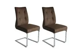 Produktbild: byLIVING Schwingstuhl Marlen / 2er Set/XXL bis 150 kg/Schwinger Stoff braun Vintage Look/Gestell verchromt/Küchenstühle/Esszimmerstühle/Polsterstuhl/Stühle/B 47, H 96, T 62 cm