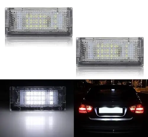 Produktbild: Bynome LED Kennzeichenbeleuchtung Fehlerfreie Xenon Weiße Kompatibel mit 1998-2005 BMW E46 4D Limousine 5D 323i 320i 325i 325xi 328i 330i 330xi Touring