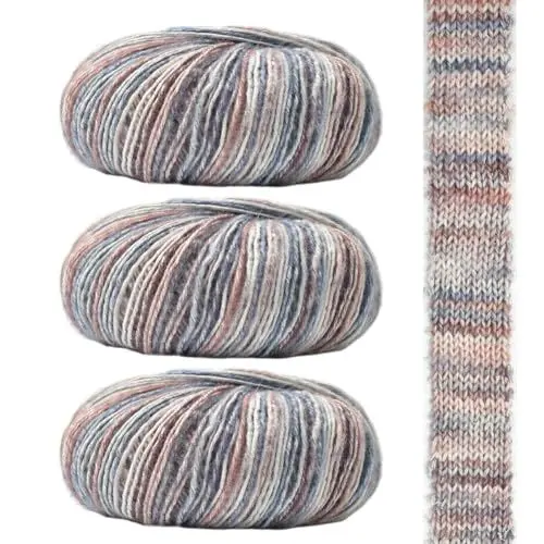 Produktbild: BYNYXI 3 Stück Häkelgarn Bunt Handstrickgarn Baumwollgarn Häkelwolle Baumwolle Acrylwolle Garn zum Stricken Häkeln und DIY Kunsthandwerk