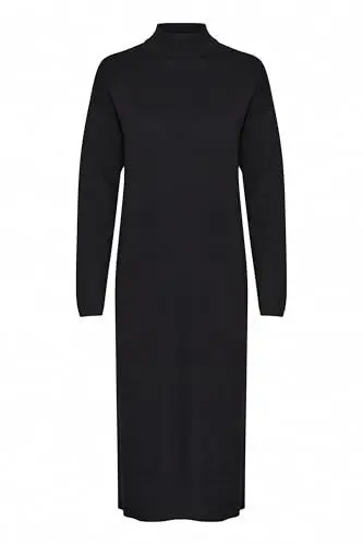 Produktbild: b.young BYMMMORLA Damen Strickkleid Feinstrickkleid Kleid Stehkragen elastisch Loose fit, Größe:S, Farbe:Black (200451)